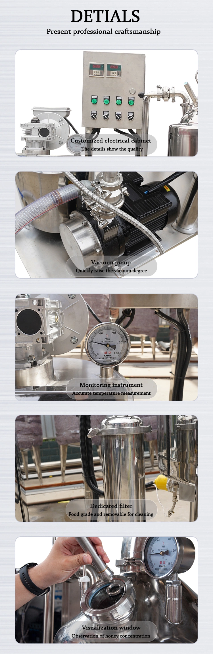 0.5 Ton Honey Processing Machines Honey Preheating Mixing Filtering Concentrating